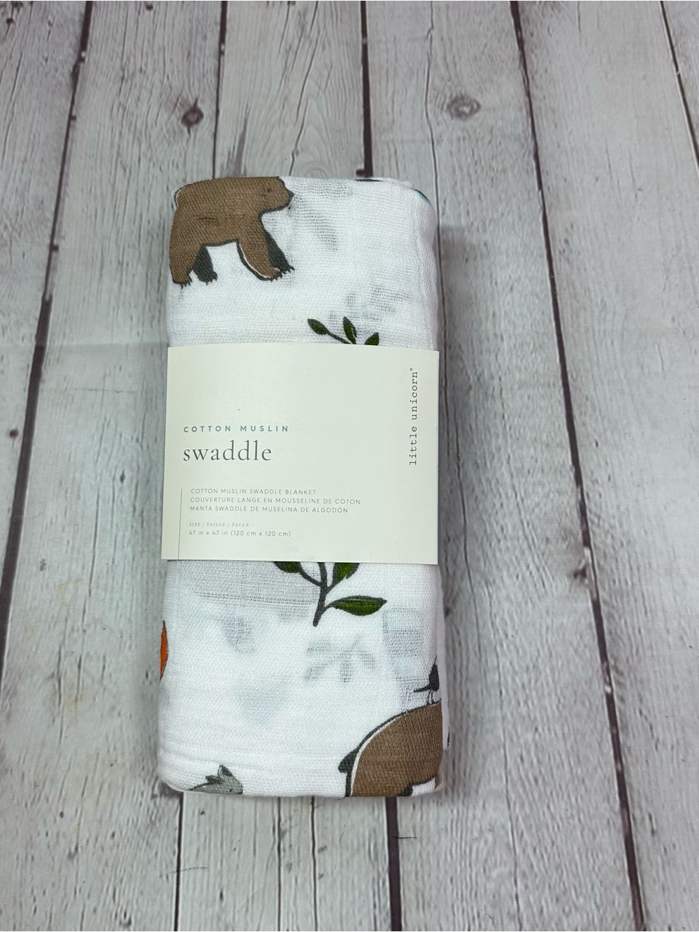 Little unicorn Cotton Muslin Swaddle Blanket woodland animals Print